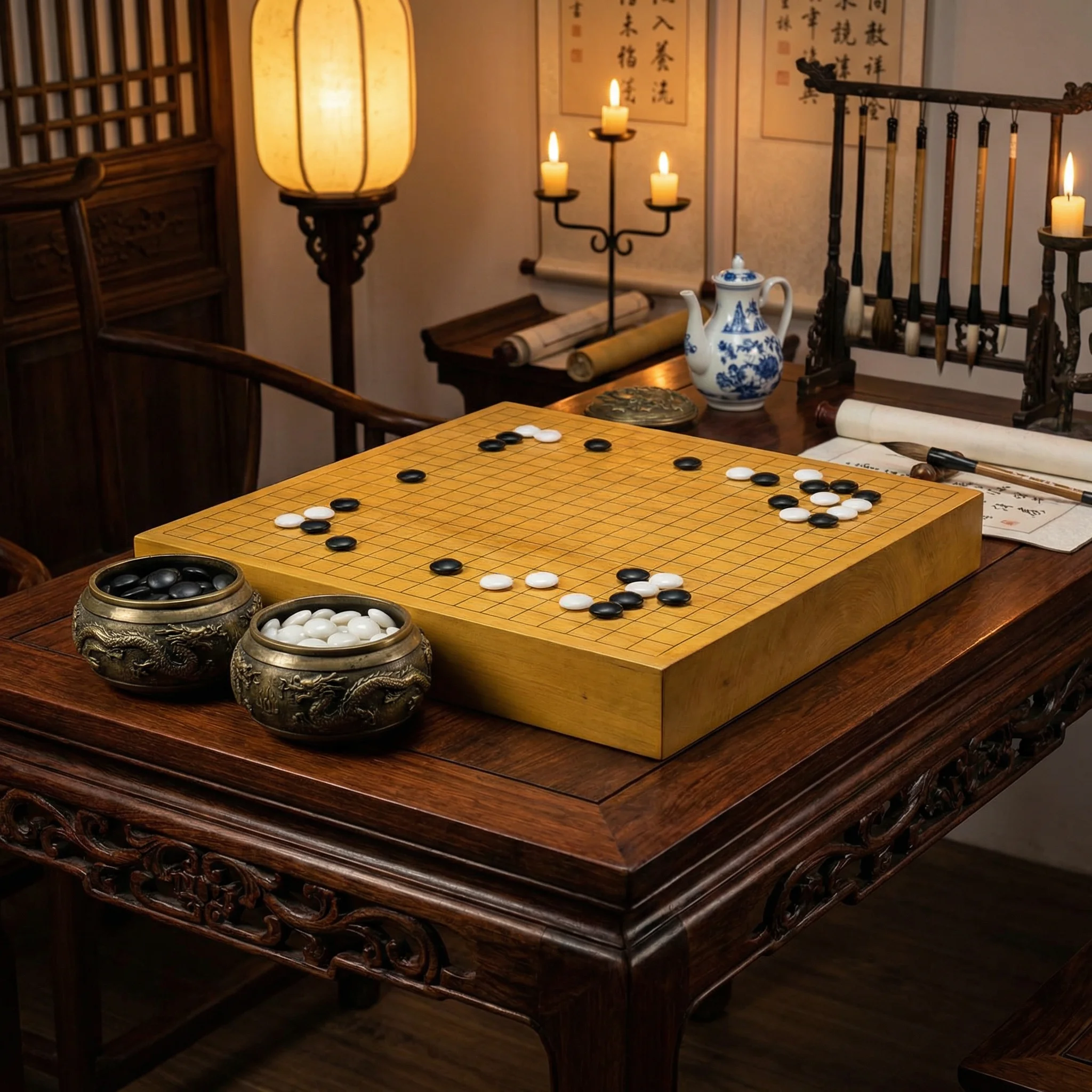 古代围棋棋盘与玉石棋子 - 瓦力棋牌 鉴赏